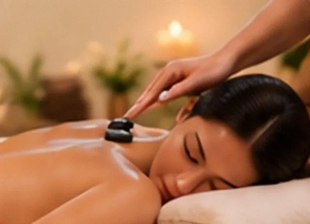 Back massage with heated stones